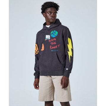 Champion 219785-ES503 Eco Future Hooded Siyah Erkek Sweatshirt