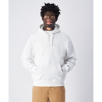 Champion 220271-WW036 Beyaz Script Shop Hooded Erkek Sweatshirt