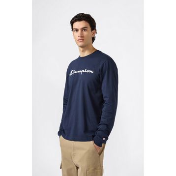 Champion 221815-BS501 Lacivert Script Shop Long-Sleeve Tee Erkek Tişört
