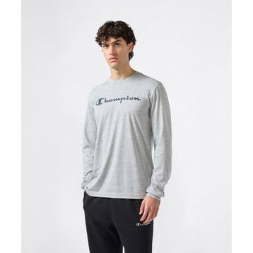 Champion 221815-EM021 Gri Script Shop Long-Sleeve Tee Erkek Tişört