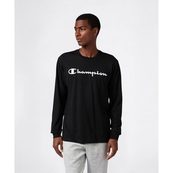 Champion 221815-KK001 Siyah Script Shop Long-Sleeve Tee Erkek Tişört