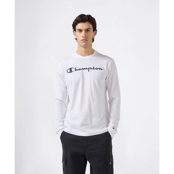 Champion 221815-WW001 Beyaz Script Shop Long-Sleeve Tee Erkek Tişört
