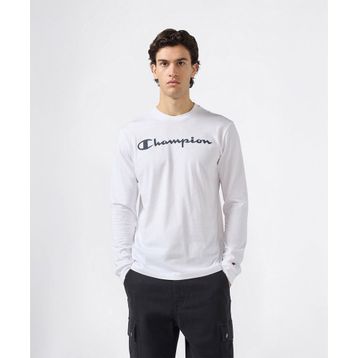 Champion 221815-WW001 Beyaz Script Shop Long-Sleeve Tee Erkek Tişört