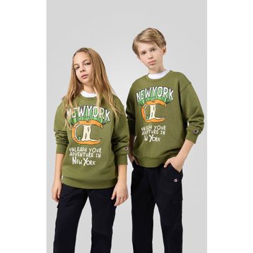 Champion 306909-GS573 Play With Graphics Crewneck Yeşil Unisex Çocuk Sweatshirt
