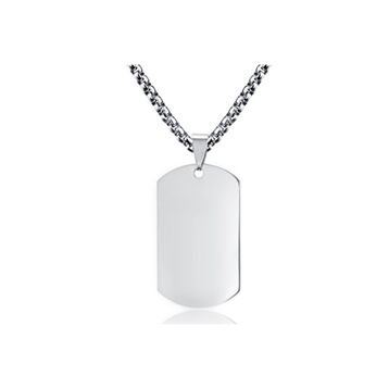 Chavin Büyük Parlak Siyah Dogtag Asker Künyesi Çelik Kolye