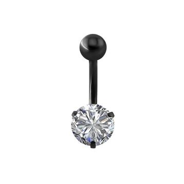Chavin DP46 Beyaz Taşlı Siyah Çelik Göbek Piercing