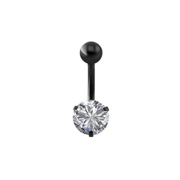 Chavin DP46 Beyaz Taşlı Siyah Çelik Göbek Piercing