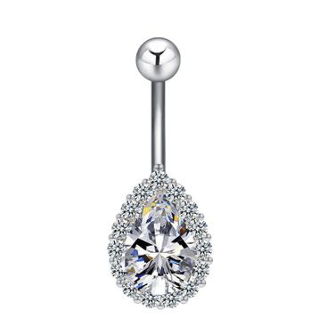 Chavin DT59BY Beyaz Damla Taşlı Çelik Göbek Piercing