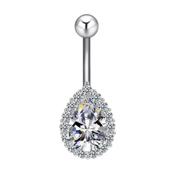 Chavin DT59BY Beyaz Damla Taşlı Çelik Göbek Piercing