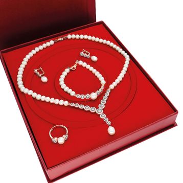 Chavin DZ42 Rose İnci Gümüş Set