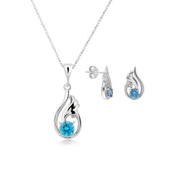 Chavin EI09 Topaz Melek Kanadı 0.04 Carat Pırlanta Gümüş Kolye Küpe Seti