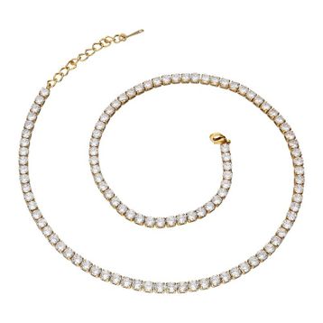 Chavin EK18SR-4 Gold 4 mm Su Yolu Taşlı Kadın Kolye Zincir
