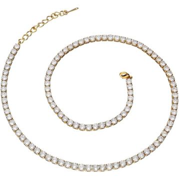 Chavin EK18SR-4 Gold 4 mm Su Yolu Taşlı Kadın Kolye Zincir