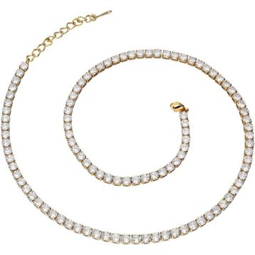 Chavin EK18SR-4 Gold 4 mm Su Yolu Taşlı Kadın Kolye Zincir