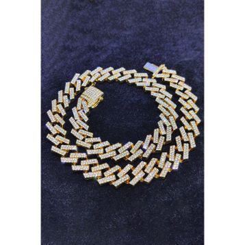 Chavin EU78SR 15 mm Gold Kalın 60 cm Taşlı Alloy Erkek Zincir