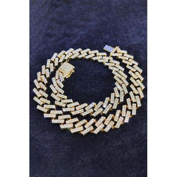 Chavin EU78SR 15 mm Gold Kalın 60 cm Taşlı Alloy Erkek Zincir