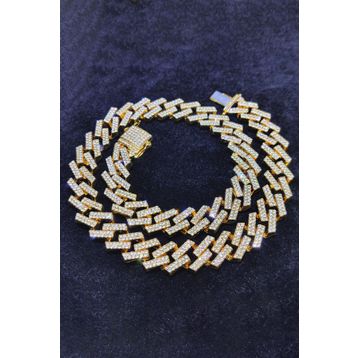 Chavin EU78SR 15 mm Gold Kalın 60 cm Taşlı Alloy Erkek Zincir