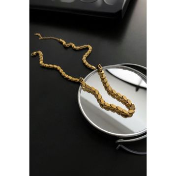 Chavin EV05SR Gold Parlak 316L Çelik Halep Zincir Kadın Kolye