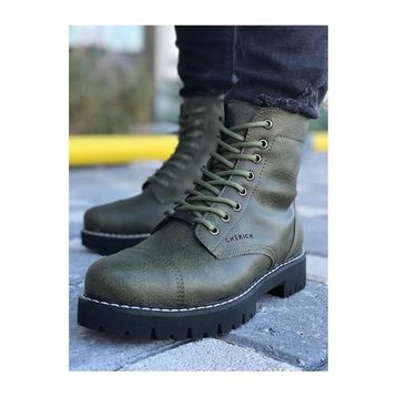 Chekich CH009 Mat ST Haki Erkek Bot