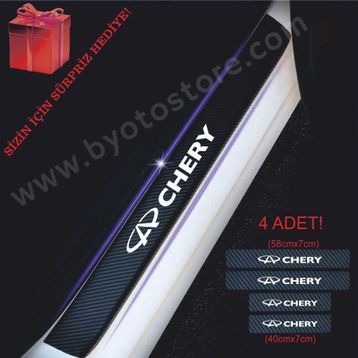 Chery 4 Adet Karbon Kapı Eşiği Sticker