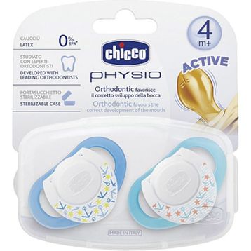 Chicco 2 li 4+ Ay Physio Kauçuk Emzik Mavi