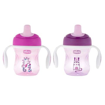 Chicco CHICCO-8058664081325 Chicco Yarı Yumuşak Uçlu Eğitici Bardak 6ay+ Kız