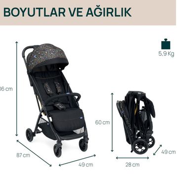 Chicco Glee Playful Black Bebek Arabası