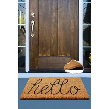 Chilai Home 40x60 cm Coco Hello Siyah İç ve Dış Kapı Önü Paspası