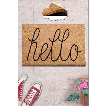 Chilai Home 40x60 cm Coco Hello Siyah İç ve Dış Kapı Önü Paspası