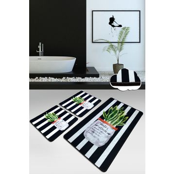 Chilai Home Aloevera 3'lü Set Paspas Yıkanabilir Kaymaz Taban Klozet Takımı