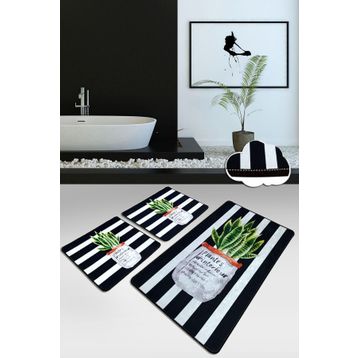 Chilai Home Aloevera 3'lü Set Paspas Yıkanabilir Kaymaz Taban Klozet Takımı