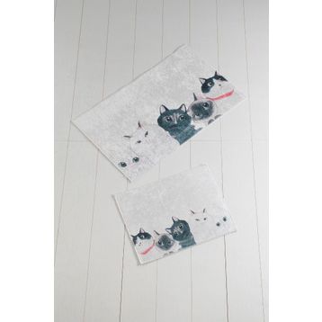 Chilai Home Angry Cats Djt 2'li Set Banyo Halısı
