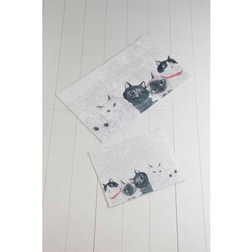 Chilai Home Angry Cats Djt 2'li Set Banyo Halısı