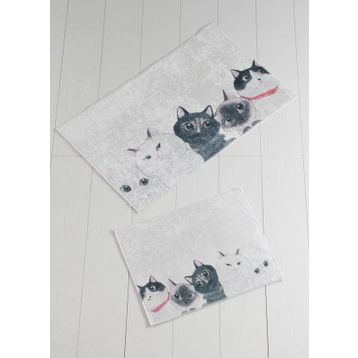 Chilai Home Angry Cats Djt 2'li Set Banyo Halısı