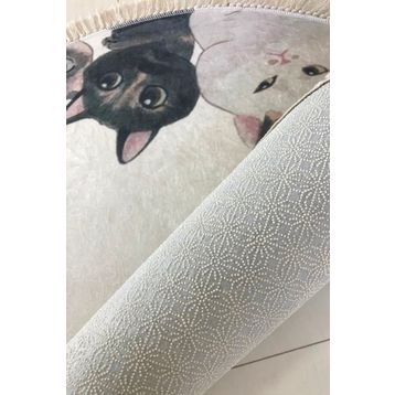 Chilai Home Angry Cats Djt Çap 100 cm Banyo Halısı