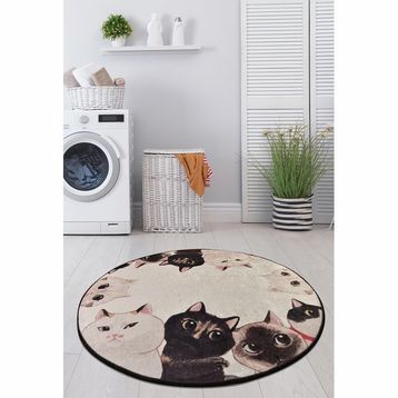 Chilai Home Angry Cats Djt Çap 100 cm Banyo Halısı