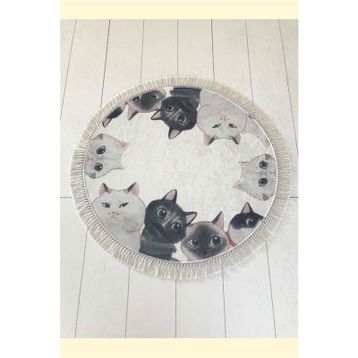 Chilai Home Angry Cats Djt Çap 100 cm Banyo Halısı