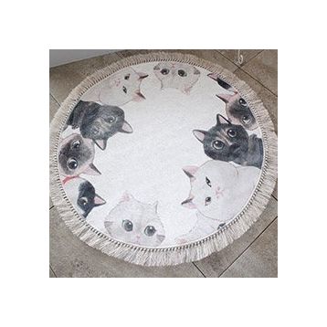Chilai Home Angry Cats Djt Çap 100 cm Banyo Halısı