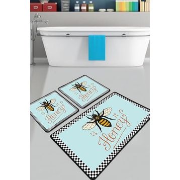 Chilai Home Apidae Djt 3'lü Set Banyo Paspası Kaymaz Tabanlı Banyo Halısı Klozet Takımı