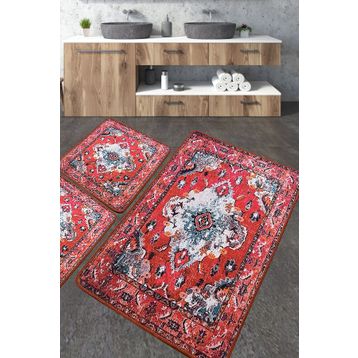Chilai Home Authentic Djt 3'lü Set Yıkanabilir Kaymaz Taban Banyo Halısı