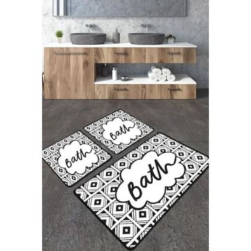 Chilai Home Balneo Djt 3'lü Set Banyo Paspası Kaymaz Tabanlı Banyo Halısı Klozet Takımı
