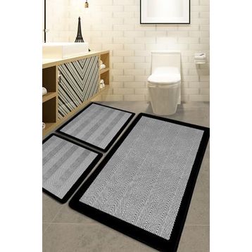 Chilai Home Barley Black Djt 3'lü Set Banyo Halısı