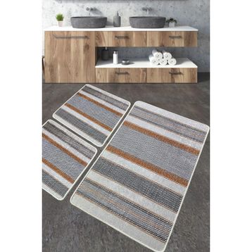 Chilai Home Benver Djt 3'lü Set Yıkanabilir Kaymaz Taban Banyo Halısı