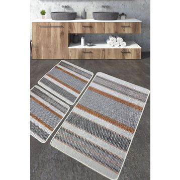 Chilai Home Benver Djt 3'lü Set Yıkanabilir Kaymaz Taban Banyo Halısı