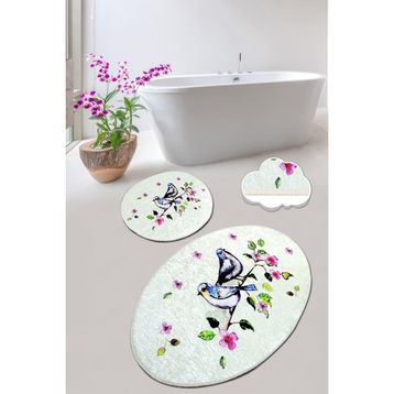 Chilai Home Bırd Nest 2'li Set Paspas Yıkanabilir Kaymaz Taban Banyo Halısı Klozet Takımı