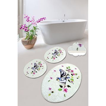 Chilai Home Bırd Nest 3'lü Set Paspas Yıkanabilir Kaymaz Taban Banyo Halısı Klozet Takımı