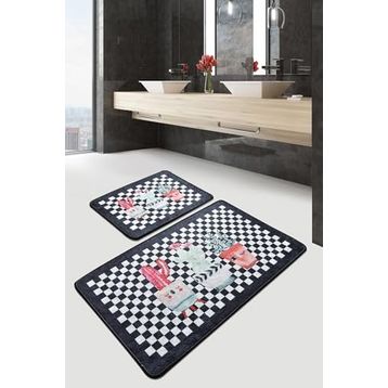 Chilai Home Black Happy House Djt 2'li Set Banyo Halısı Paspas Seti