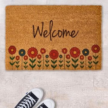 Chilai Home Blattern Koko Çiçek Desenli Welcome 40x60 cm Renkli Kapı Paspası
