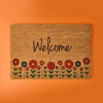 Chilai Home Blattern Koko Çiçek Desenli Welcome 40x60 cm Renkli Kapı Paspası