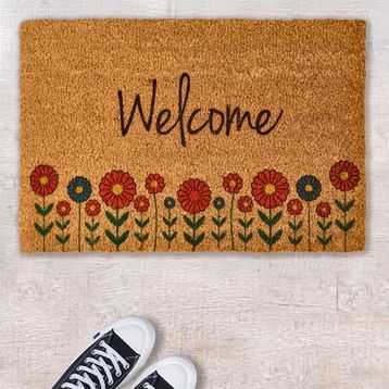 Chilai Home Blattern Koko Çiçek Desenli Welcome 40x60 cm Renkli Kapı Paspası